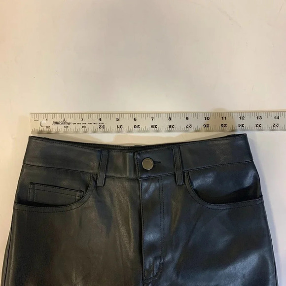 Mango MNG Women's Leather Effect High Waist Straight Pants Size 32 NWT‎ - Picture 13 of 16